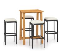 vidaXL Ensemble bar de jardin 5 pièces avec coussins Noir