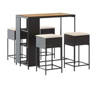 vidaXL Ensemble bar de jardin 5 pièces avec coussins noir Poly rotin