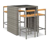 vidaXL Ensemble bar de jardin 5 pièces gris Poly rotin & bois massif acacia