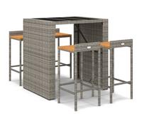 vidaXL Ensemble bar de jardin 5 pièces gris Poly rotin & bois massif acacia