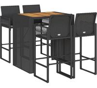 vidaXL Ensemble bar de jardin 5 pièces sans coussins noir Poly rotin acacia