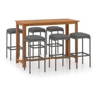 vidaXL Ensemble bar de jardin 7 pièces avec coussins Gris