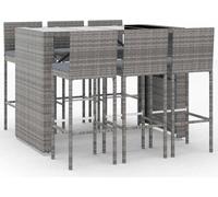 vidaXL Ensemble bar de jardin 7 pièces avec coussins Gris Poly rotin