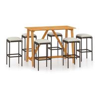 vidaXL Ensemble bar de jardin 7 pièces avec coussins Marron