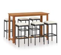 vidaXL Ensemble bar de jardin 7 pièces avec coussins Noir