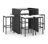 vidaXL Ensemble bar de jardin 7 pièces – poly rotin noir avec coussins