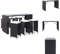 vidaXL Ensemble bar de jardin 7 pièces avec coussins Poly rotin noir - Ensemble de meubles de jardin