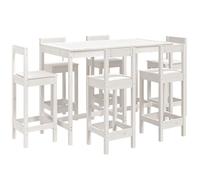vidaXL Ensemble bar de jardin 7 pièces - pin massif blanc