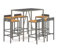 vidaXL Ensemble bar de jardin 7 pièces gris Poly rotin & bois massif acacia
