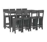 vidaXL Ensemble de bar de jardin 9 pcs gris bois de pin massif, ensemble de pub, ensemble de bar de patio, ensemble de table 3157819