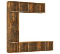 vidaXL Ensemble Bibliothèque/Meuble TV 3 pcs Étagère à Livres Meuble de Rangement Salle de Séjour Maison Intérieur Chêne Fumé 180x30x180 cm
