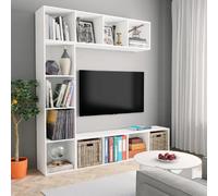 VidaXL Ensemble bibliothèque/meuble TV Blanc 180x30x180 cm