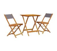 vidaXL Ensemble Bistro 3 pièces Anthracite Tissu et bois massif