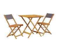vidaXL Ensemble Bistro 3 pièces Anthracite Tissu et bois massif
