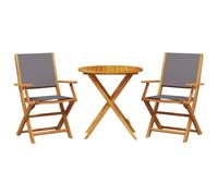 vidaXL Ensemble bistro 3 pièces – Anthracite, tissu et bois massif