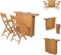 vidaXL Ensemble Bistro 3 pièces avec chaises pliantes en teck massif - Ensembles de meubles de jardin