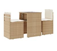 vidaXL Ensemble bistro 3 pièces en Poly Rattan avec coussins Beige
