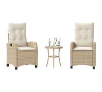 vidaXL Ensemble bistro 3 pièces avec coussins – Résine tressée Beige
