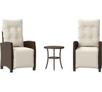 vidaXL Ensemble Bistro 3 pièces avec coussins Marron Poly Rattan