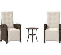 vidaXL Ensemble bistro 3 pièces avec coussins marron poly rattan