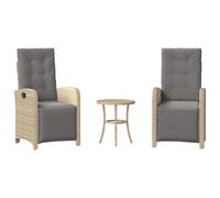 vidaXL Ensemble Bistro 3 pièces avec coussins – Poly rotin mélange beige