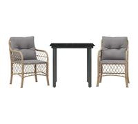 vidaXL Ensemble Bistro 3 pièces avec coussins Mélange beige Poly rotin