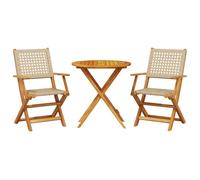vidaXL Ensemble Bistro 3 pièces Beige Poly rotin et bois massif