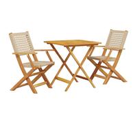 vidaXL Ensemble Bistro 3 pièces Beige Poly rotin et bois massif
