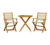 vidaXL Ensemble Bistro 3 pièces Beige Polypropylène et bois massif