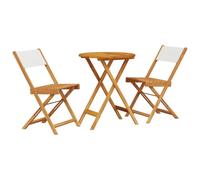 vidaXL Ensemble Bistro 3 pièces blanc crème Tissu et bois massif