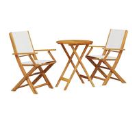 vidaXL Ensemble Bistro 3 pièces blanc crème Tissu et bois massif