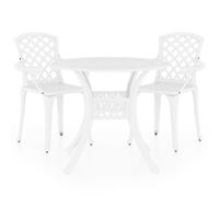 vidaXL Ensemble Bistro 3 pièces fonte d'aluminium blanc
