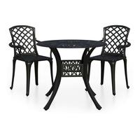 vidaXL Ensemble Bistro 3 pièces fonte d'aluminium noir