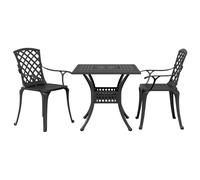 vidaXL Ensemble Bistro 3 pièces noir fonte d'aluminium