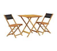 vidaXL Ensemble bistro 3 pièces noir – polypropylène et bois massif