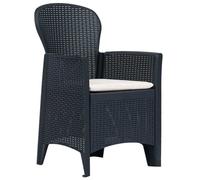 vidaXL Ensemble Bistro 3 pièces plastique anthracite aspect rotin
