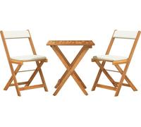 vidaXL Ensemble bistro 3 pièces pliable – Bois massif Acacia avec coussins
