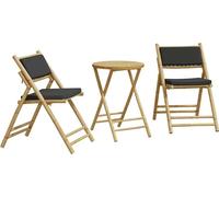 vidaXL Ensemble Bistro 3 pièces Pliable avec coussins gris foncé Bambou