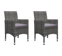 vidaXL Ensemble bistro 3 pièces poly rotin et verre trempé Gris
