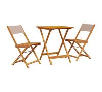 vidaXL Ensemble Bistro 3 pièces taupe tissu et bois massif