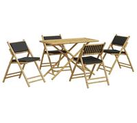 vidaXL Ensemble Bistro 5 pièces pliable avec coussins gris foncé en bambou