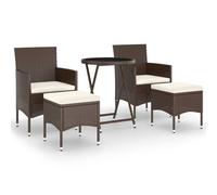 vidaXL Ensemble bistro 5 pièces en poly-rotin et verre trempé Marron
