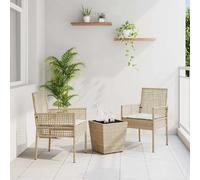 vidaXL Ensemble bistro de jardin 3 pcs Beige polyrotin