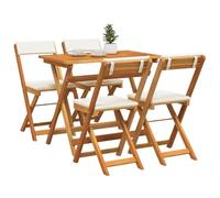 vidaXL – Ensemble bistrot 5 pièces 4105504 – Bois d'acacia massif huilé, pliable avec coussins