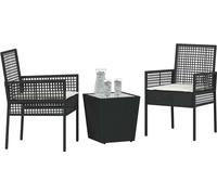 vidaXL Ensemble bistrot de jardin 3 pièces noir polyrotin