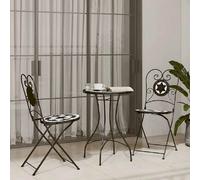 vidaXL Ensemble bistrot mosaïque - Noir et blanc
