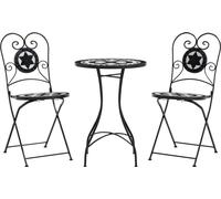 vidaXL Ensemble bistrot mosaïque noir et blanc fer et céramique