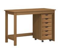 vidaXL Ensemble bureau et cabinet roulant MOSS 2 pcs Brun Miel