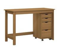 vidaXL Ensemble bureau et cabinet roulant MOSS 2 pcs Brun Miel