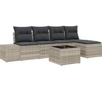 vidaXL Ensemble canapé avec coussins 6 pcs gris clair Poly rotin